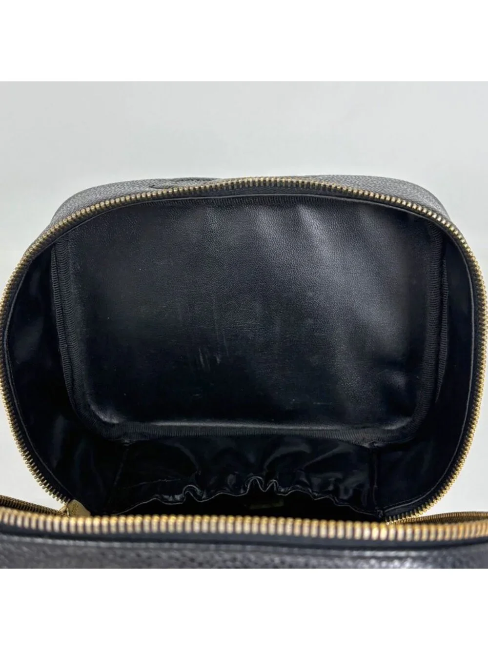 Chanel Makeup Pouch CC Logo Vanity Caviar Leather Black